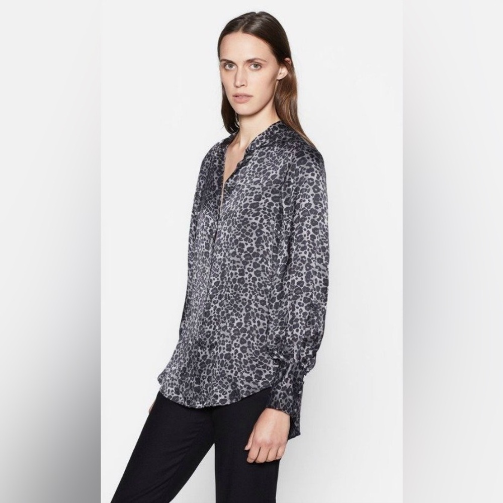 Equipment Gray Leopard Print Blouse
